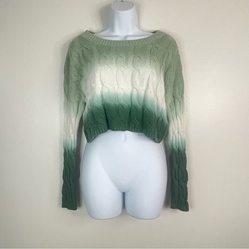 Sincerely Jules Green Ombre Cable Knit Sweater